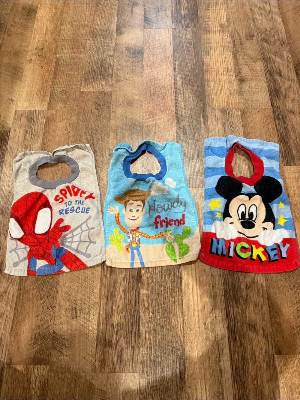 Disney Mickey Mouse Spidey and Toy Story Bib Set